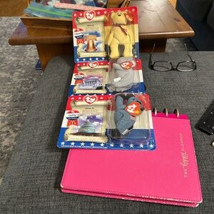 Ty Beanie Babies McDonald's Trio - Liberty Cream, Righty Gray, Lefty Gray